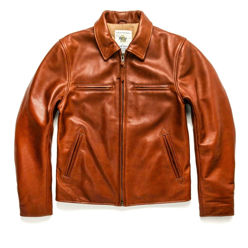 Taylor Stitch with Golden Bear Moto leather jacket